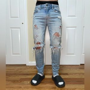 American Eagle Ripped Blue Skinny Jeans Mens 30X32